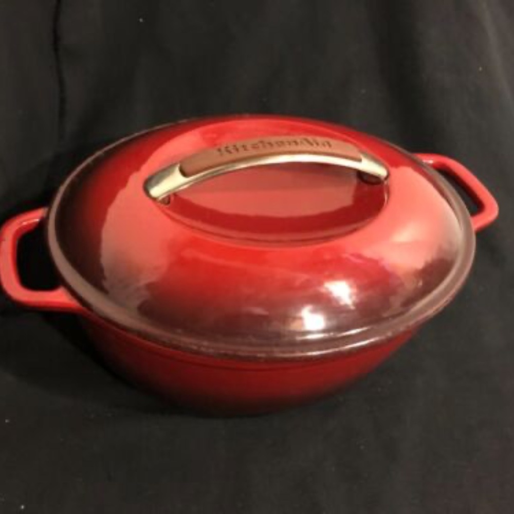 Kitchen Aid Cast Iron Enamel Dutch Oven Roaster - 3 quart